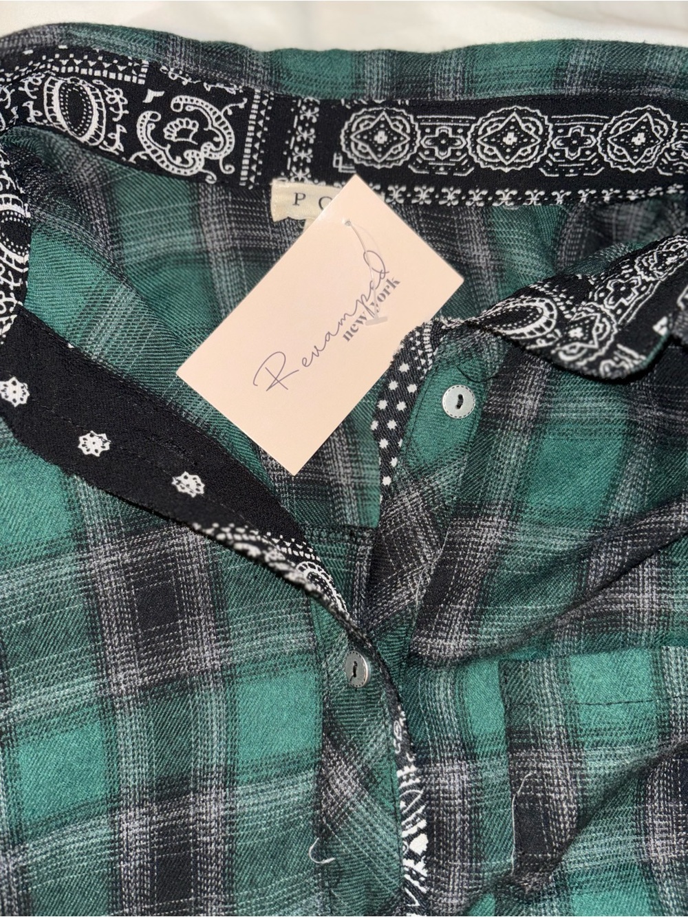 Revamped New York Green & Black Plaid Button-Up Shirt
